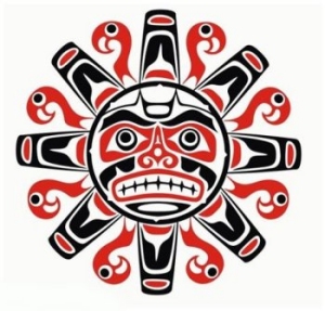 Tribal native haida tattoo sun
